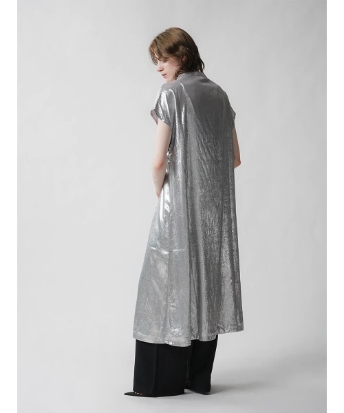:ETHROF(イーサオブ)の「METALLIC SHIRT ONEPIECE(ワンピース・レディース・ブラック/グレー・MEDIUM)」の3枚目の写真
