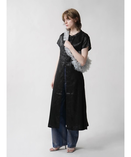 :ETHROF(イーサオブ)の「METALLIC SHIRT ONEPIECE(ワンピース・レディース・ブラック/グレー・MEDIUM)」の13枚目の写真