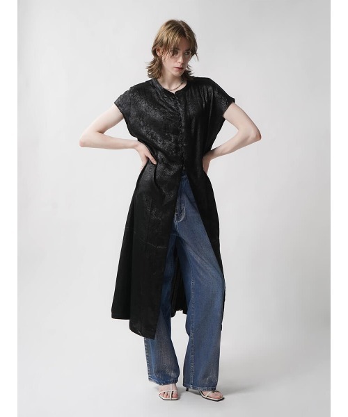 :ETHROF(イーサオブ)の「METALLIC SHIRT ONEPIECE(ワンピース・レディース・ブラック/グレー・MEDIUM)」の12枚目の写真