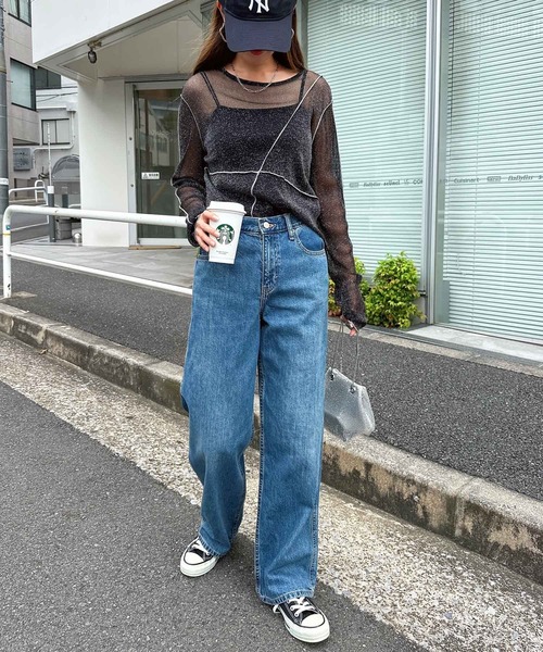 andme（アンドミー）の「配色メローラメシアートップス（Tシャツ/カットソー・レディース・ホワイト系その他/ブラック系その他/グレー系その他・FREE）」の4枚目の写真