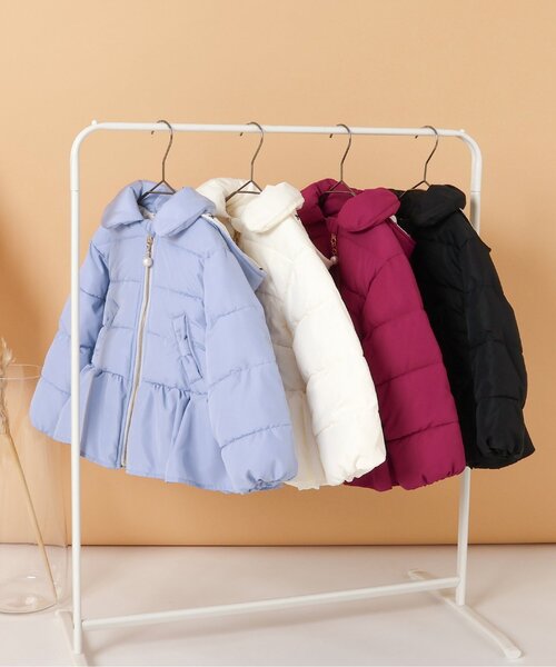 apres les cours（アプレレクール）の「ペプラム中綿アウター_マシンウォッシャブル（ダウンジャケット/コート・キッズ・ブラック/アイボリー/サックスブルー/ローズ・80/90/100/110/120/130/140）」の16枚目の写真