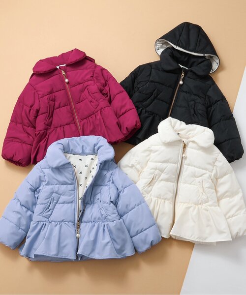 apres les cours（アプレレクール）の「ペプラム中綿アウター_マシンウォッシャブル（ダウンジャケット/コート・キッズ・ブラック/アイボリー/サックスブルー/ローズ・80/90/100/110/120/130/140）」の18枚目の写真