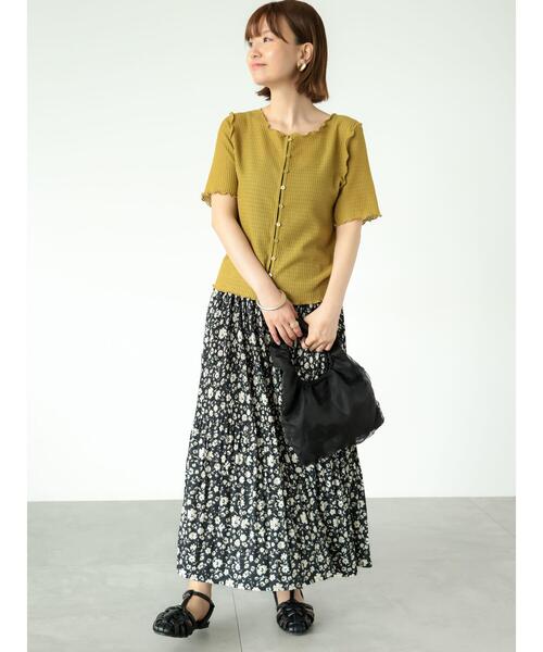 Lugnoncure（ルノンキュール）の「マジョリカプリーツ花柄スカート（スカート・レディース・ブラック/ブラウン/ネイビー・F）」の7枚目の写真