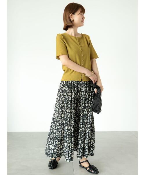 Lugnoncure（ルノンキュール）の「マジョリカプリーツ花柄スカート（スカート・レディース・ブラック/ブラウン/ネイビー・F）」の8枚目の写真