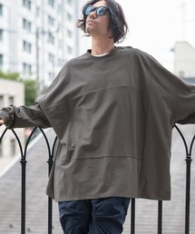 mlt4837- Mini URAKE Patchwork Design Big Long Sleeve Tee カットソー