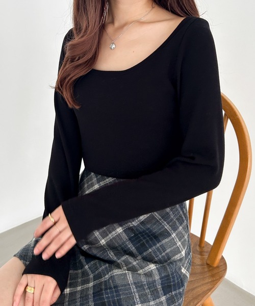 Heather（ヘザー）の「カップ付きバレエネックTEE　144321（Tシャツ/カットソー・レディース・ブラック/アイボリー・M/S）」の13枚目の写真