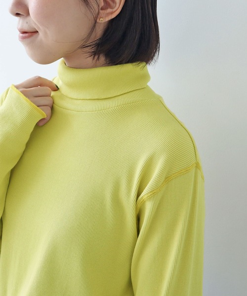 PAR ICI（パーリッシィ）の「テレコ タートルネックカットソー（Tシャツ/カットソー・レディース・イエロー/ホワイト/レッド/グリーン・FREE）」の4枚目の写真