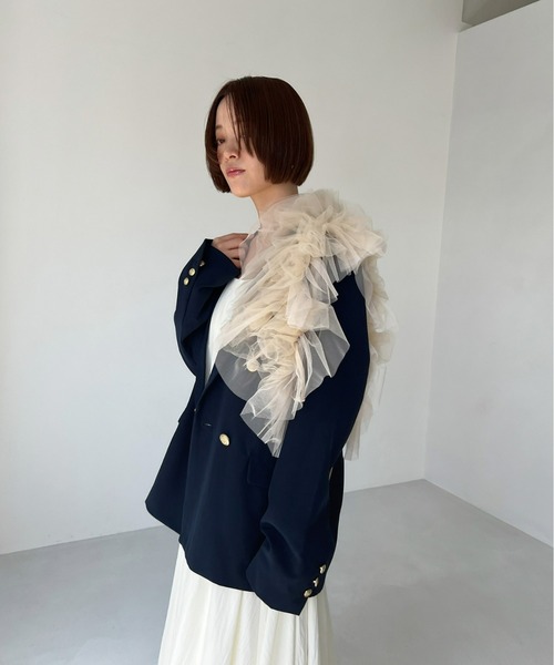 Olu.（オルドット）の「ツイルテーラードWジャケット（テーラードジャケット・レディース・ネイビー/チャコールグレー/アイボリー/ライトグレー・FREE）」の9枚目の写真