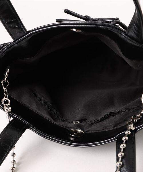 GORGE（ゴージ）の「《リボン×2WAY》レディース チェーンショルダー付き ミニトートバッグ 春夏秋冬（ハンドバッグ・レディース・ブラック/オフホワイト/シルバー/ピンク・F）」の15枚目の写真