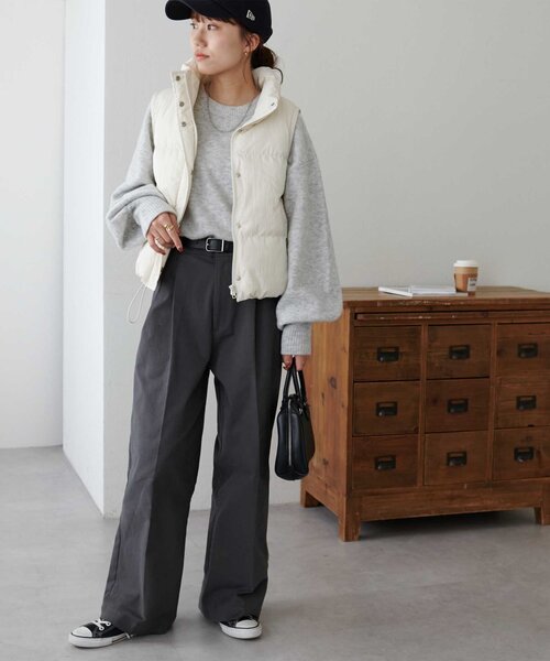 DISCOAT（ディスコート）の「中綿ショートベスト（ベスト・レディース・ピンク/アイボリー/ブラック/グレイッシュベージュ・FREE）」の8枚目の写真