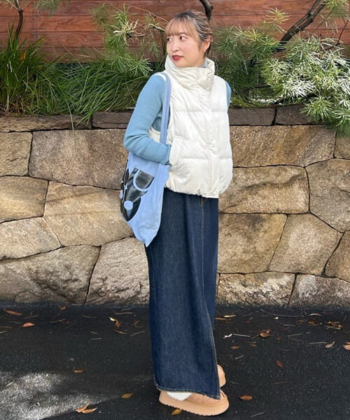 DISCOAT（ディスコート）の「中綿ショートベスト（ベスト・レディース・ピンク/アイボリー/ブラック/グレイッシュベージュ・FREE）」の18枚目の写真