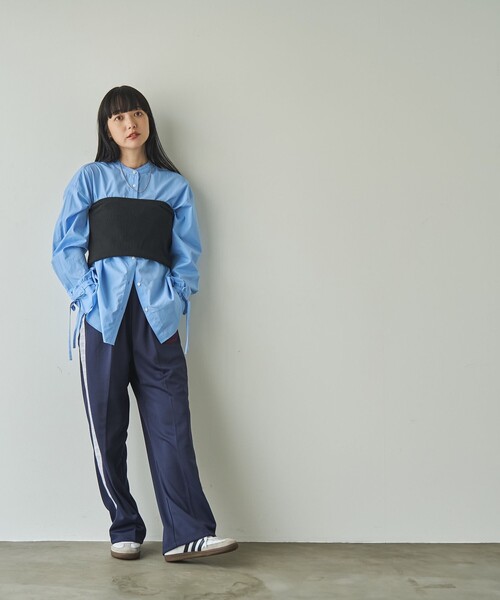 coen（コーエン）の「ELSコットン袖リボンバンドカラーシャツ（シャツ/ブラウス・レディース・ライトブルー/ライトピンク/オフホワイト/ネイビー・M/L）」の9枚目の写真