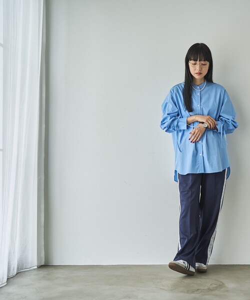 coen（コーエン）の「ELSコットン袖リボンバンドカラーシャツ（シャツ/ブラウス・レディース・ライトブルー/ライトピンク/オフホワイト/ネイビー・M/L）」の14枚目の写真