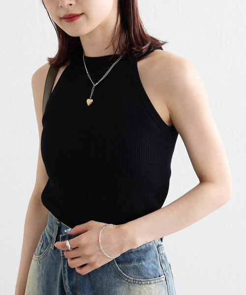 mystic（ミスティック）の「【インナー/トップス◎】アメスリニットタンク（キャミソール・レディース・ブラック/アイボリー/ベージュ/ブラウン/ダークグレー・FREE）」の3枚目の写真