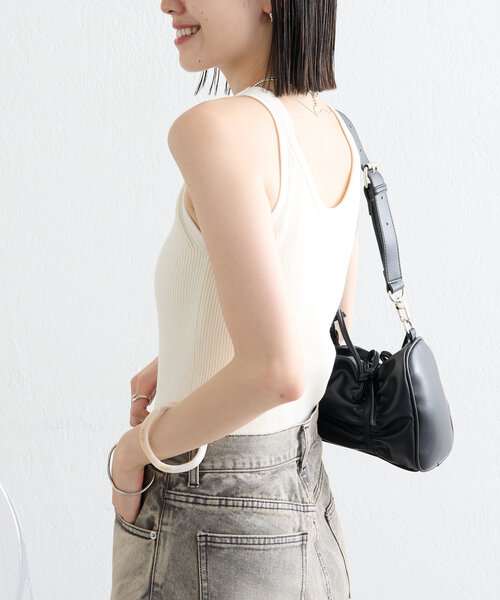 mystic（ミスティック）の「【インナー/トップス◎】アメスリニットタンク（キャミソール・レディース・ブラック/アイボリー/ベージュ/ブラウン/ダークグレー・FREE）」の8枚目の写真