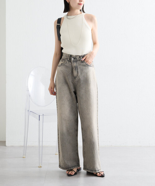 mystic（ミスティック）の「【インナー/トップス◎】アメスリニットタンク（キャミソール・レディース・ブラック/アイボリー/ベージュ/ブラウン/ダークグレー・FREE）」の9枚目の写真