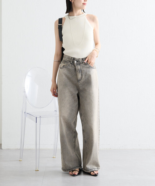 mystic（ミスティック）の「【インナー/トップス◎】アメスリニットタンク（キャミソール・レディース・ブラック/アイボリー/ベージュ/ブラウン/ダークグレー・FREE）」の10枚目の写真