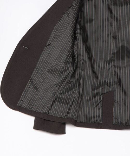 m.f.エディトリアル レディース ストレッチ ウオッシャブル カラーレスジャケット ピンドットこげ茶(セットアップ可能)（スーツジャケット）｜m.f.editorial（エムエフエディトリアル）