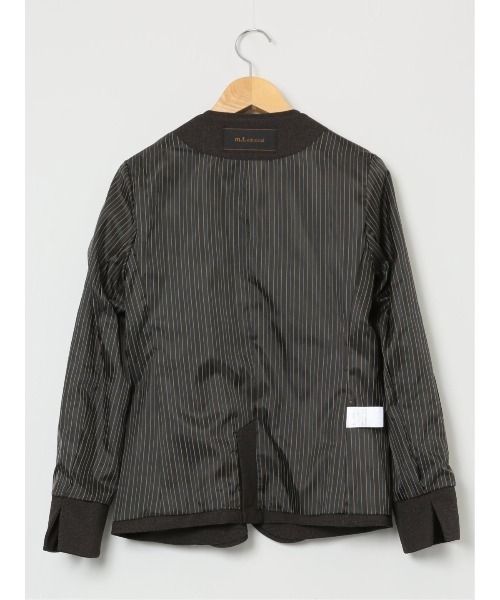 m.f.エディトリアル レディース ストレッチ ウオッシャブル カラーレスジャケット ピンドットこげ茶(セットアップ可能)（スーツジャケット）｜m.f.editorial（エムエフエディトリアル）