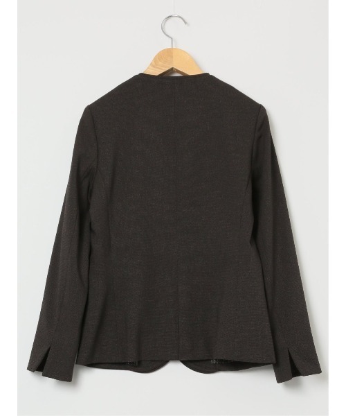 m.f.エディトリアル レディース ストレッチ ウオッシャブル カラーレスジャケット ピンドットこげ茶(セットアップ可能)（スーツジャケット）｜m.f.editorial（エムエフエディトリアル）