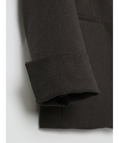 m.f.エディトリアル レディース ストレッチ ウオッシャブル カラーレスジャケット ピンドットこげ茶(セットアップ可能)（スーツジャケット）｜m.f.editorial（エムエフエディトリアル）