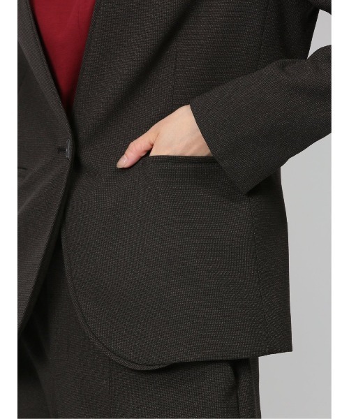 m.f.エディトリアル レディース ストレッチ ウオッシャブル カラーレスジャケット ピンドットこげ茶(セットアップ可能)（スーツジャケット）｜m.f.editorial（エムエフエディトリアル）