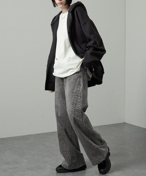 Alfred Alex（アルフレッドアレックス）の「【Alfred Alex】ツイスト ヴィンテージメイク セミフレアデニムパンツ（デニムパンツ・メンズ・インディゴブルー/グレー/ブラック・S/M/L）」の5枚目の写真