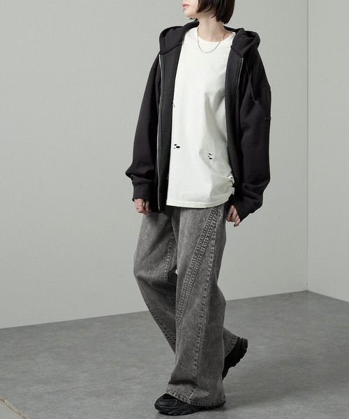 Alfred Alex（アルフレッドアレックス）の「【Alfred Alex】ツイスト ヴィンテージメイク セミフレアデニムパンツ（デニムパンツ・メンズ・インディゴブルー/グレー/ブラック・S/M/L）」の6枚目の写真