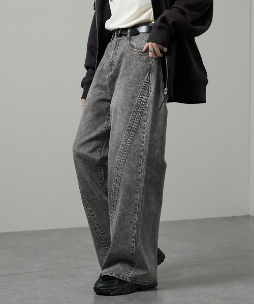 Alfred Alex（アルフレッドアレックス）の「【Alfred Alex】ツイスト ヴィンテージメイク セミフレアデニムパンツ（デニムパンツ・メンズ・インディゴブルー/グレー/ブラック・S/M/L）」の9枚目の写真