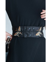 cawaii | （黒）鮮やかな蝶々刺繍の帯ベルト（帯締め付き）(ベルト)