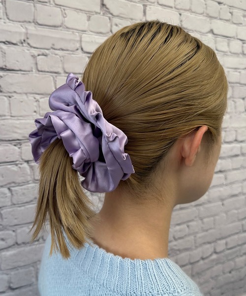 poiregnee（ポワニェ）の「［select］フリルサテンシュシュ（シュシュ・レディース・パープル/アイボリー/ブラック・FREE）」の12枚目の写真