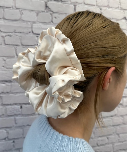 poiregnee（ポワニェ）の「［select］フリルサテンシュシュ（シュシュ・レディース・パープル/アイボリー/ブラック・FREE）」の14枚目の写真