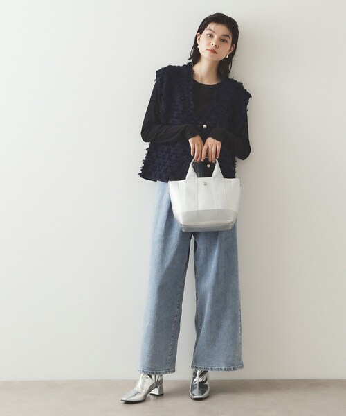 OPAQUE.CLIP（オペークドットクリップ）の「◆【2WAY】シュリンク合皮コンビミドルショルダーバッグ（ショルダーバッグ・レディース・ブラック/ベージュ/シルバー・00）」の17枚目の写真