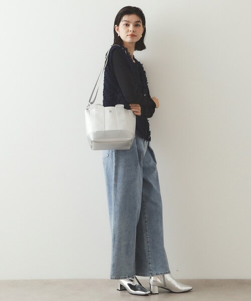 OPAQUE.CLIP（オペークドットクリップ）の「◆【2WAY】シュリンク合皮コンビミドルショルダーバッグ（ショルダーバッグ・レディース・ブラック/ベージュ/シルバー・00）」の18枚目の写真