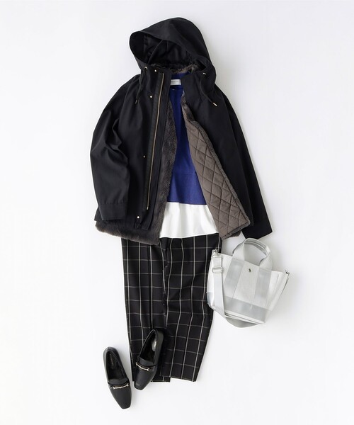 OPAQUE.CLIP（オペークドットクリップ）の「◆【2WAY】シュリンク合皮コンビミドルショルダーバッグ（ショルダーバッグ・レディース・ブラック/ベージュ/シルバー・00）」の22枚目の写真