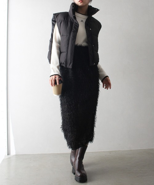 SpRay（スプレイ）の「中綿クロップドベスト（ダウンベスト・レディース・アイボリー/ブラック・FREE）」の19枚目の写真