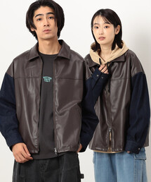 Purple&Yellow | 合成皮革ジップアップブルゾン(ブルゾン)