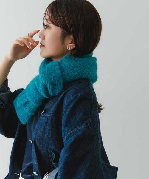 RODE SKO（ロデスコ）の「メランジロングマフラー（マフラー・レディース・ブルー/チャコールグレー/ベージュ・ONE）」の3枚目の写真