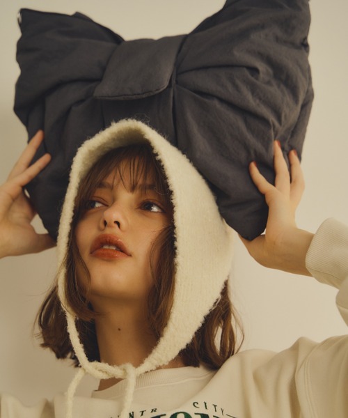 Unitage（ユニテージ）の「2wayリボンパテッドBAG（トートバッグ・レディース・アイボリー/チャコールグレー/レッド・FREE）」の3枚目の写真