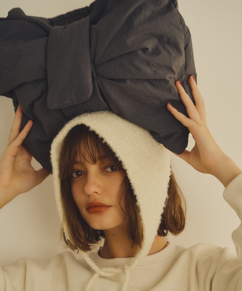 Unitage（ユニテージ）の「2wayリボンパテッドBAG（トートバッグ・レディース・アイボリー/チャコールグレー/レッド・FREE）」の5枚目の写真