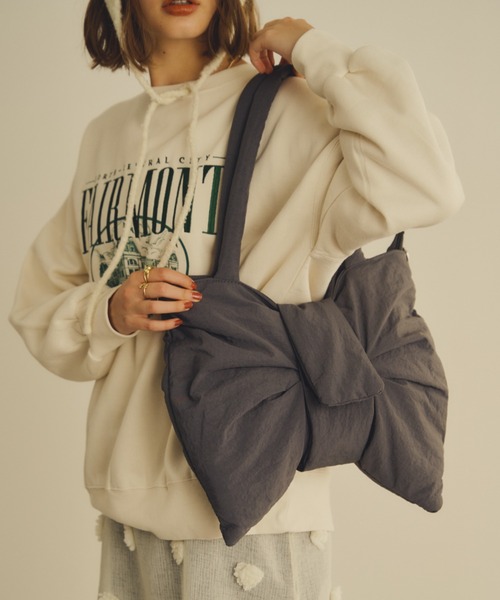 Unitage（ユニテージ）の「2wayリボンパテッドBAG（トートバッグ・レディース・アイボリー/チャコールグレー/レッド・FREE）」の7枚目の写真