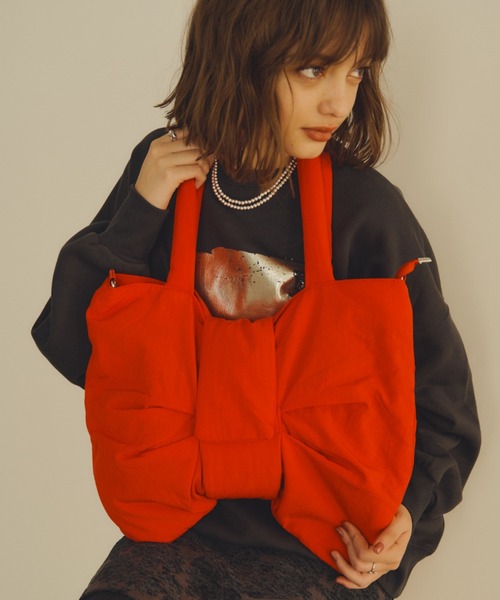 Unitage（ユニテージ）の「2wayリボンパテッドBAG（トートバッグ・レディース・アイボリー/チャコールグレー/レッド・FREE）」の14枚目の写真