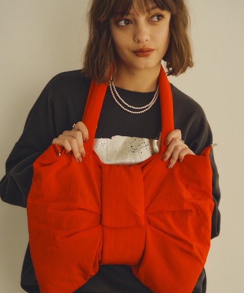 Unitage（ユニテージ）の「2wayリボンパテッドBAG（トートバッグ・レディース・アイボリー/チャコールグレー/レッド・FREE）」の21枚目の写真