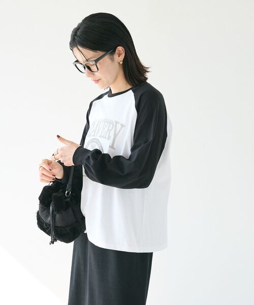 CRAFT STANDARD BOUTIQUE（クラフトスタンダードブティック）の「ラグランフロッキープリントTee（Tシャツ/カットソー・レディース・ブラウン/チャコールグレー/ブラック/ホワイト・FREE）」の13枚目の写真