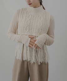 rectangle（レクタングル）の「ケーブル編みフリンジベスト（ベスト）」