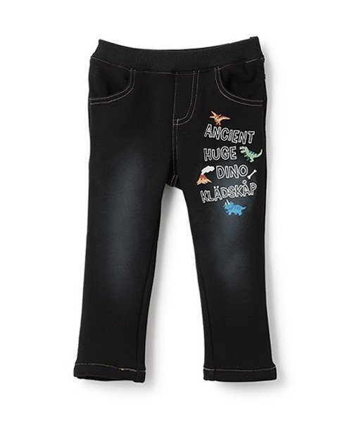 kladskap（クレードスコープ）の「【人気商品再入荷】【直営店で取り扱い無し】恐竜刺しゅうロング丈ストレートパンツ（チノパンツ・キッズ・ベージュ/ブラック・90cm/100cm/110cm/120cm）」の2枚目の写真