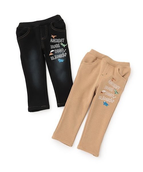 kladskap（クレードスコープ）の「【人気商品再入荷】【直営店で取り扱い無し】恐竜刺しゅうロング丈ストレートパンツ（チノパンツ・キッズ・ベージュ/ブラック・90cm/100cm/110cm/120cm）」の5枚目の写真