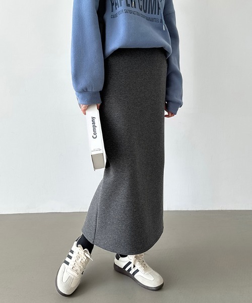 COCOMOMO（ココモモ）の「裏起毛 バックスリットナロースカート ストレッチ タイトスカート ロング丈 スカート ナロースカート 秋服 冬服（スカート・レディース・ブルー系/ブラック系/ダークグレー/カーキ/ネイビー/ブラック・XL/L/M）」の10枚目の写真