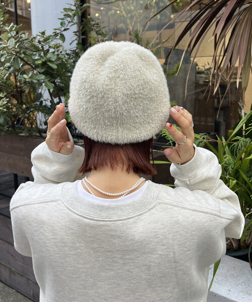 DISCOAT（ディスコート）の「ラメシャギーニットワッチ（キャップ・レディース・アイボリー/ブラック・FREE）」の5枚目の写真