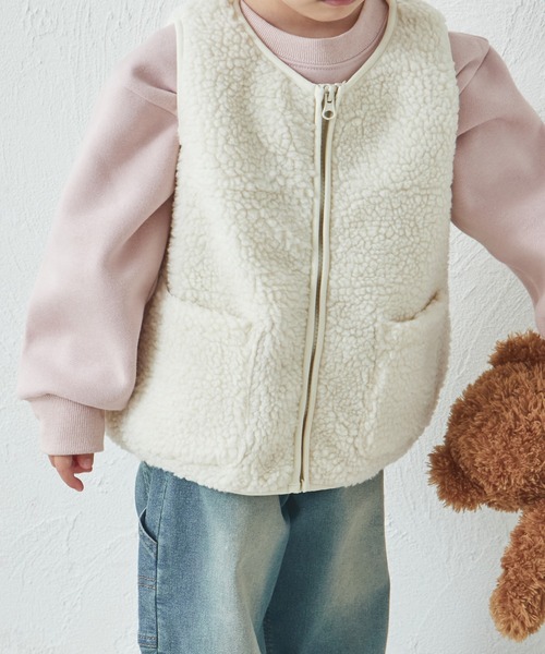 pairmanon（ペアマノン）の「ボア シンプルベスト（ベスト・キッズ・アイボリー/モカ/ブラック/ベージュ・90/100/110/120/130/140/150）」の5枚目の写真